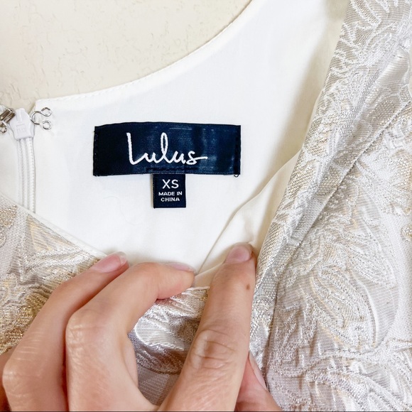 Lulu’s Vow or Never White Jacquard Floral Print High-Low Midi Dress White XS - Picture 5 of 8